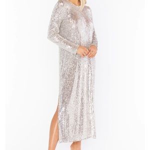 Show me your MuMu Maddison platinum sequin dress size large NWT